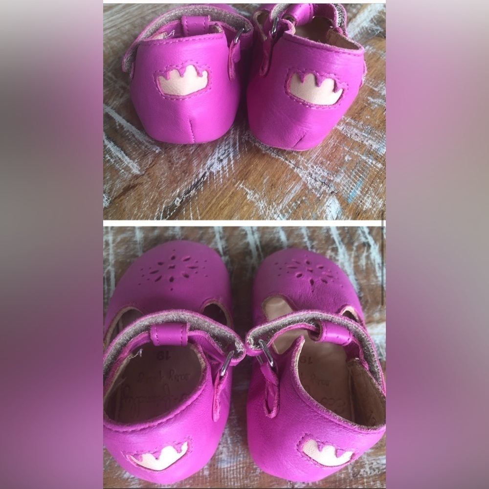Easy Peasy Lillyp Velcro leather Mary Jane soft soled shoes in “fushia” size 19 - Picture 5 of 7